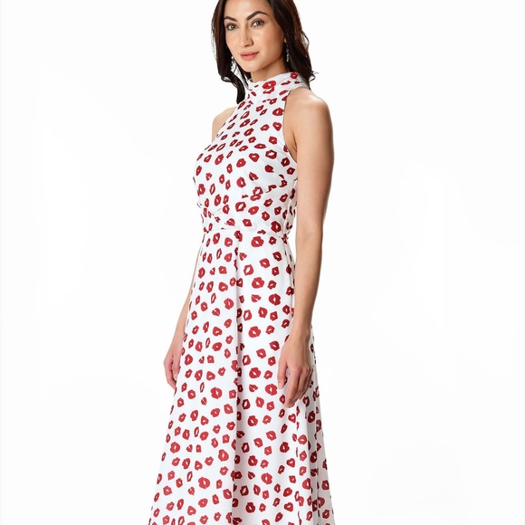 eshakti Dresses & Skirts - eShakti Lip Print Halter Neck Midi Dress Size 18W